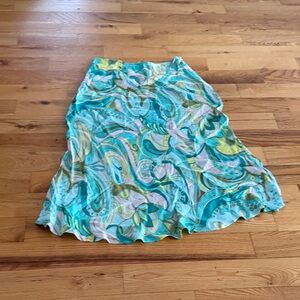 Zara A-Line Skirt - Turquoise and Yellow